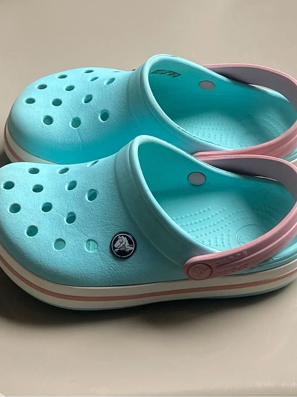 CROCS Kids Aqua Clog with Pink Strap
